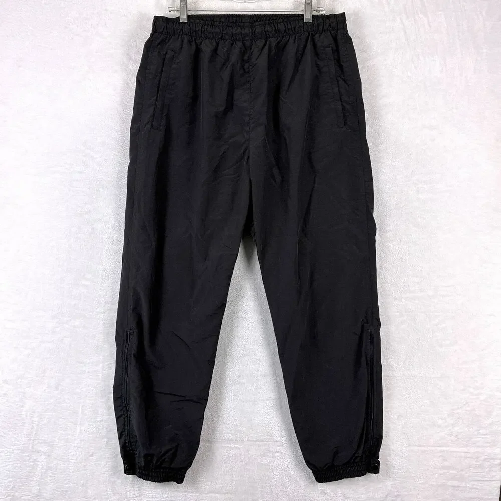 VTG LL Bean Rain Pants Mens L Black Nylon Drawstring Outdoor Trekking 80s 90s